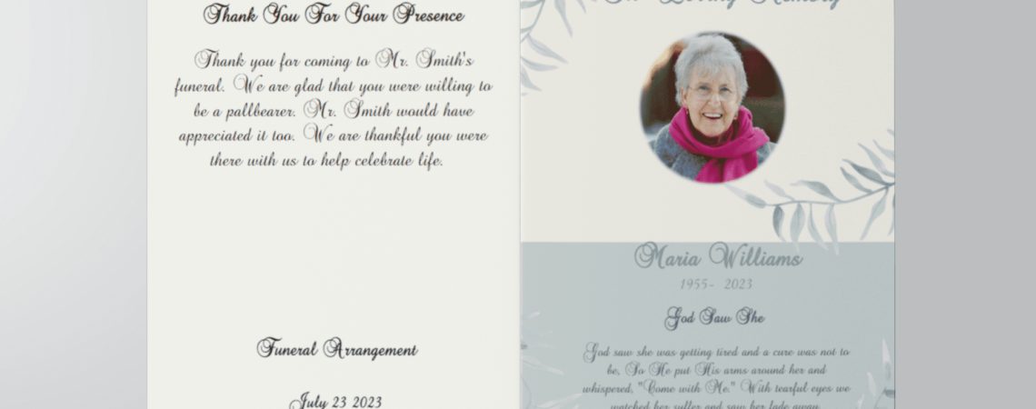 Free Editable Funeral Program Template PDF