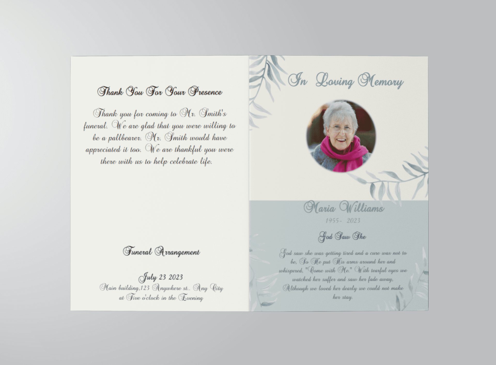 Free Editable Funeral Program Template PDF