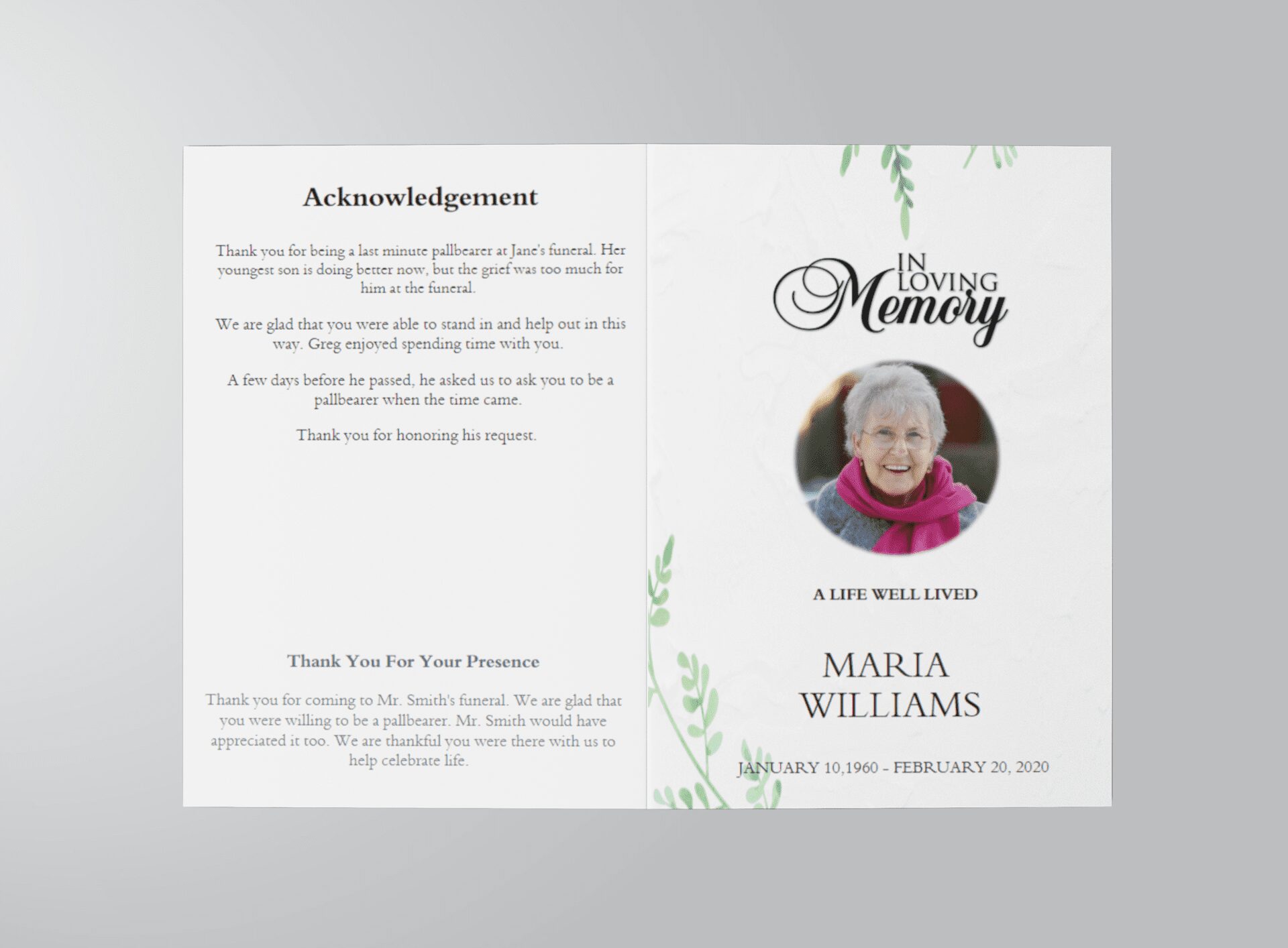 Free Funeral Program Template For Microsoft Publisher