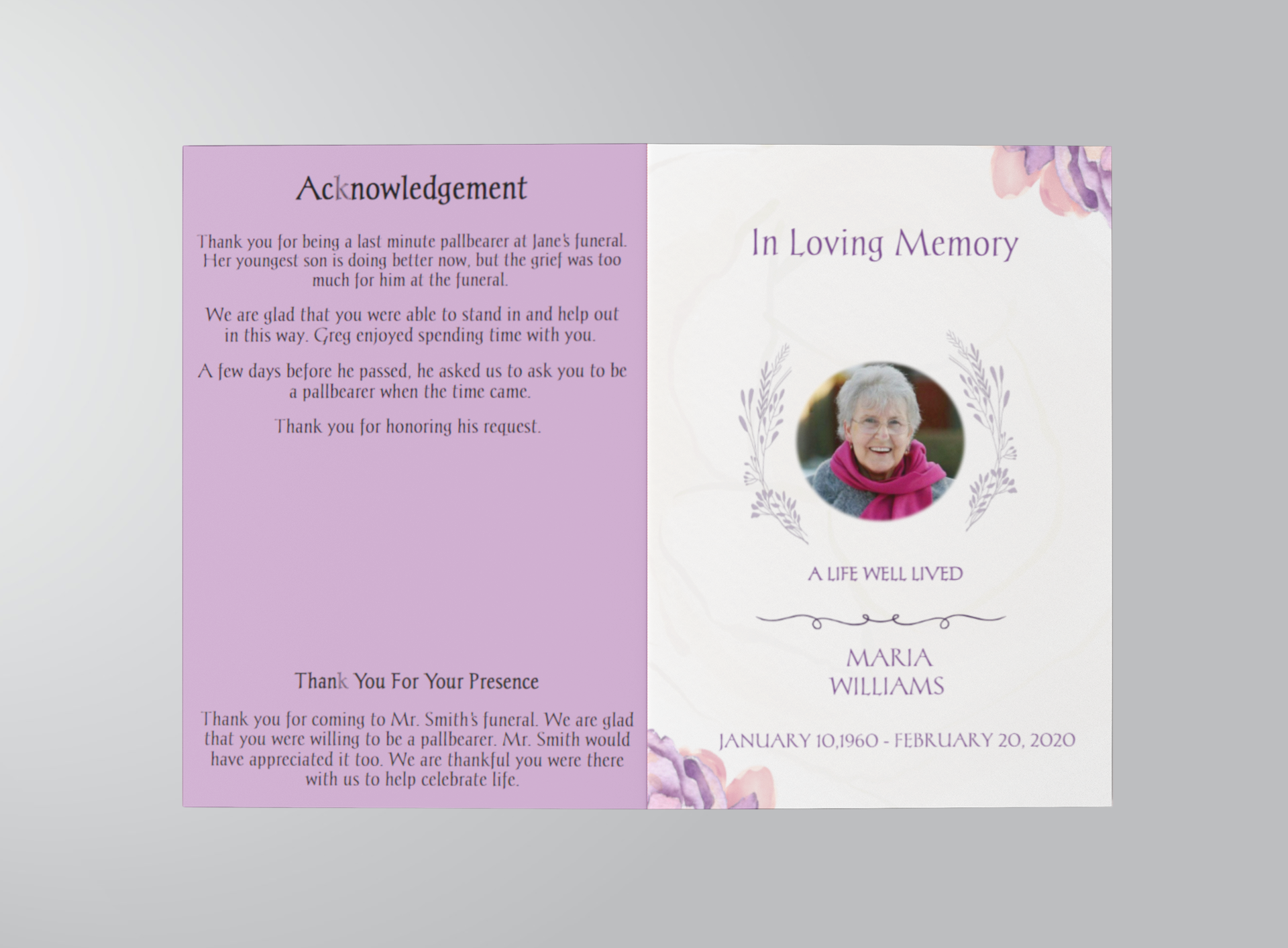Funeral Program Template South Africa