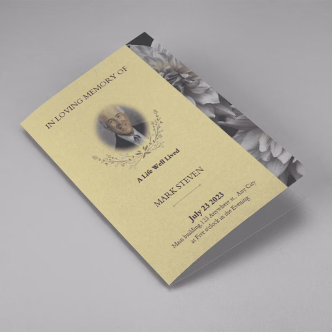 Brown and White Classic Funeral Program cover
