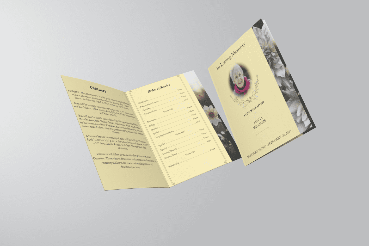 Brown and White Classic Funeral Program Template