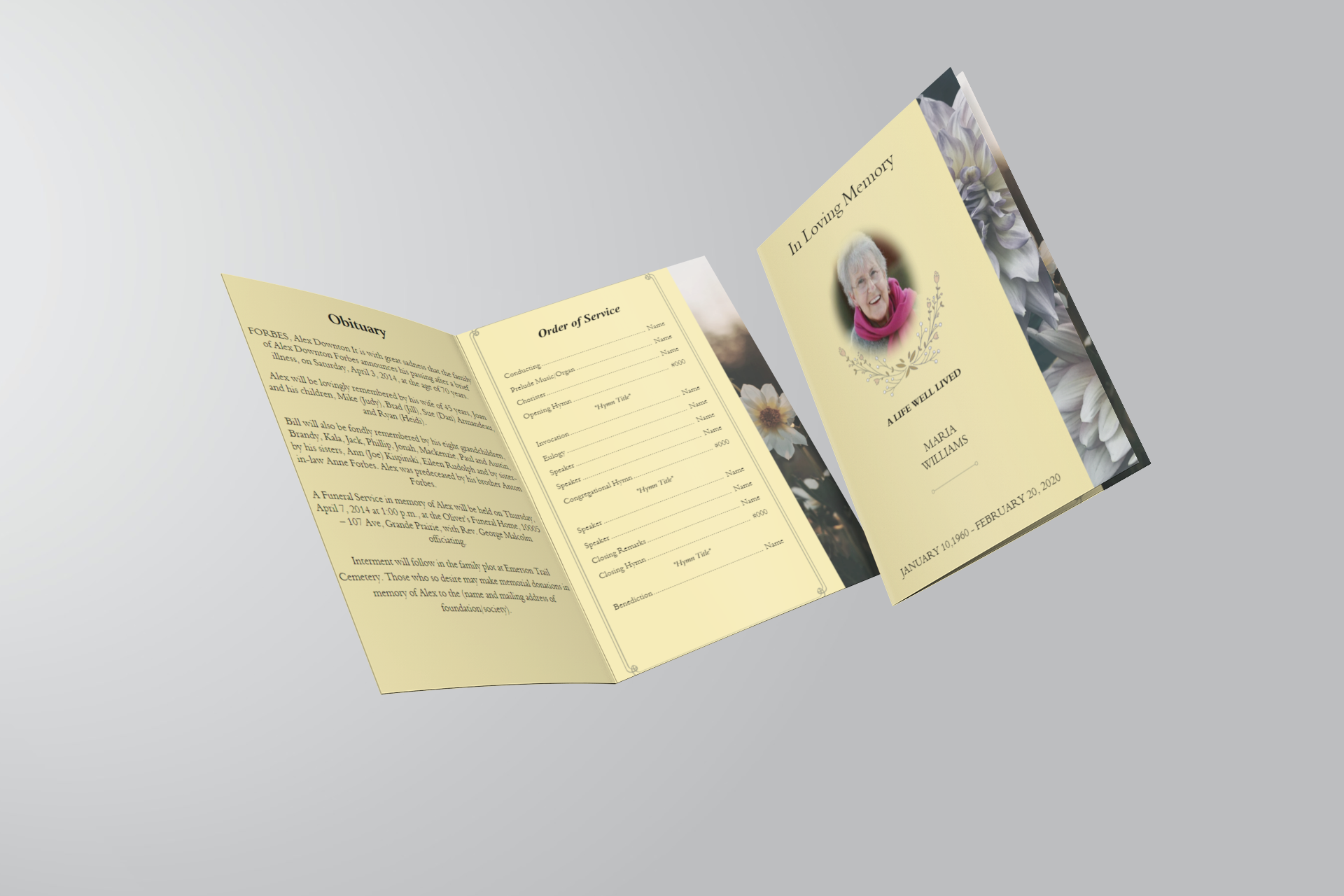 Brown and White Classic Funeral Program Template