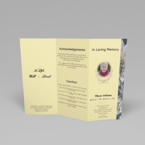 Brown and White Classic Trifold Funeral Program Template