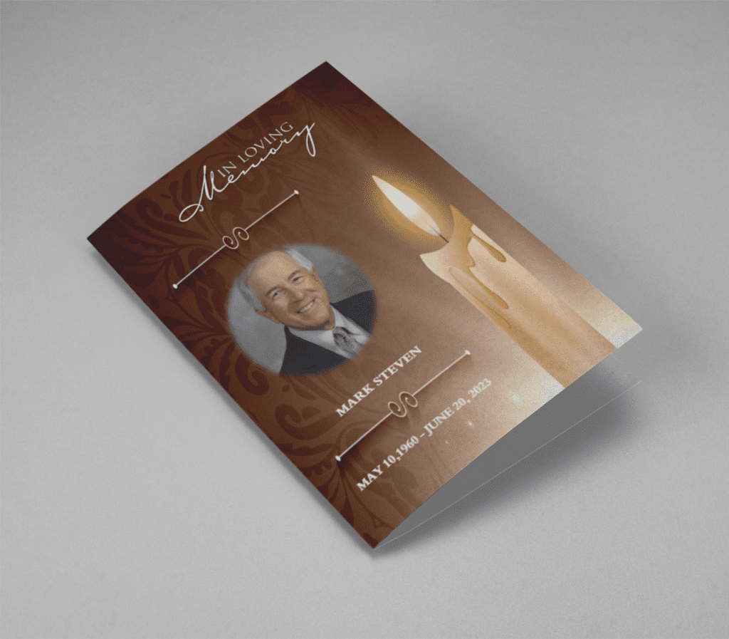 Realistic Burning Candle Funeral Program Template
