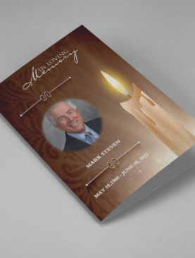 Realistic Burning Candle Funeral Program Template
