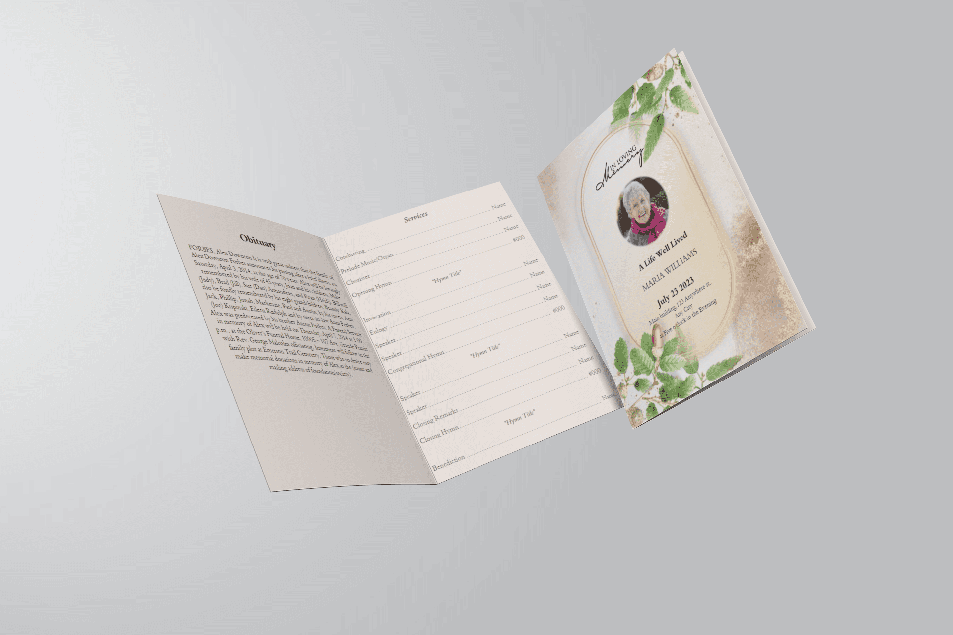 Funeral Handout Templates | Funeral Templates Handout