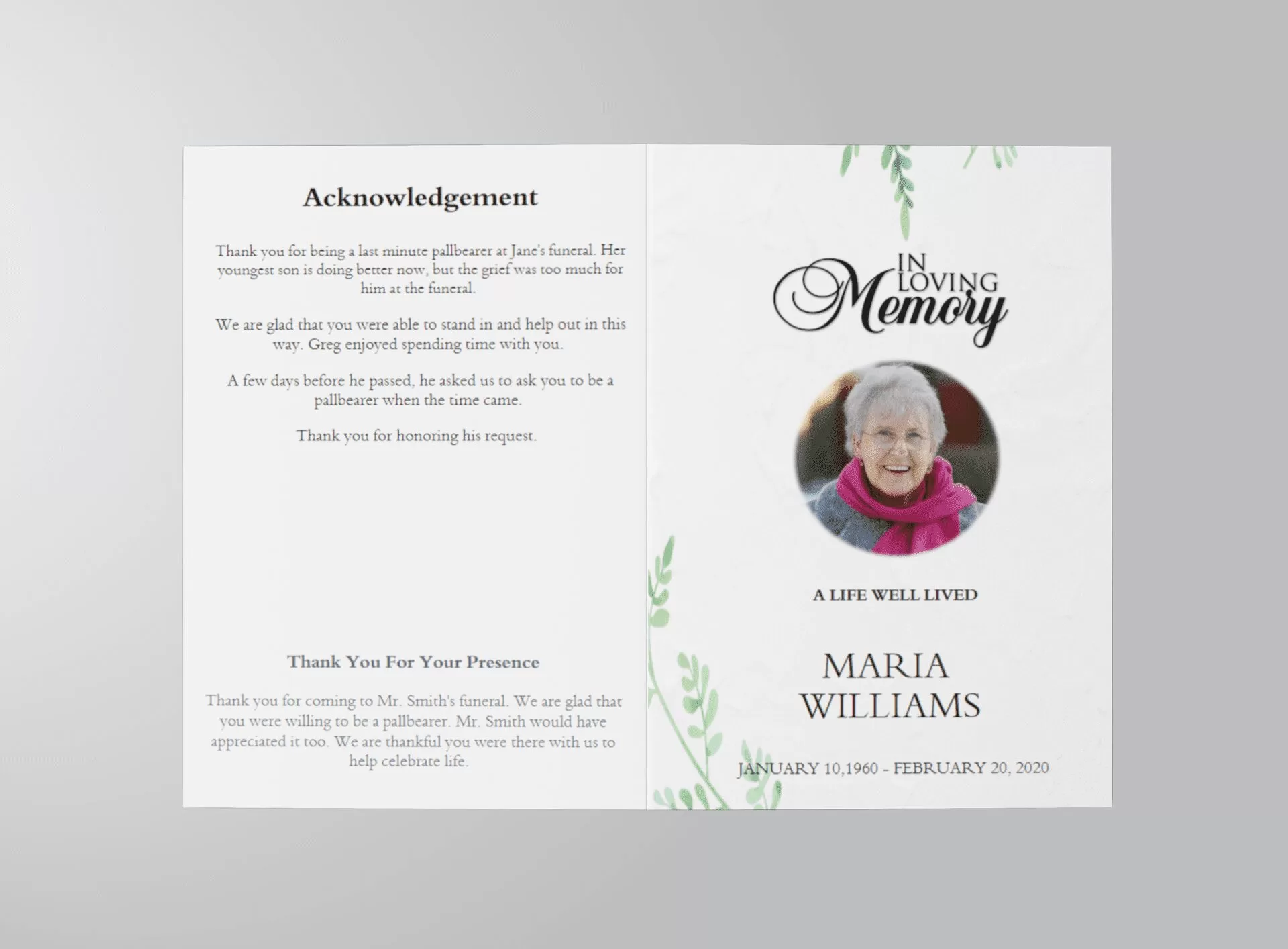 Catholic Funeral Program Example PDF (Free Editable Template)